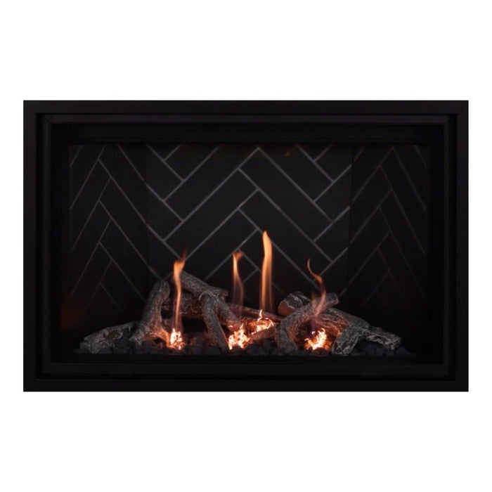 Montigo Delray Square DRSQ34 with Driftwood Log Set + Grey Herringbone Liner