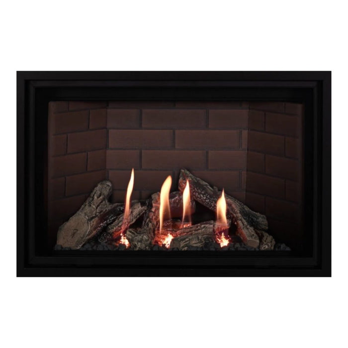 Montigo Delray Square DRSQ34 with Split Oak Log Set + Red Brick Liner
