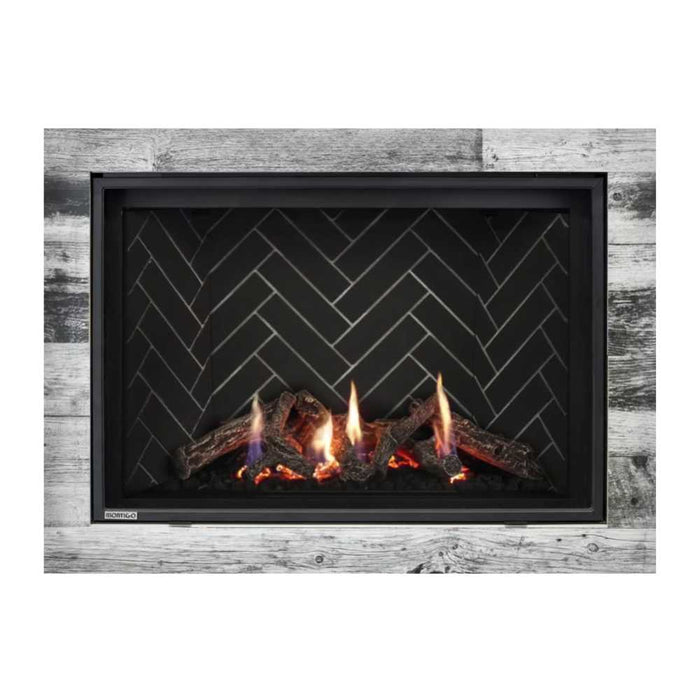Montigo Delray Square DRSQ38-2 with Driftwood Log Set + Grey Herringbone Liner