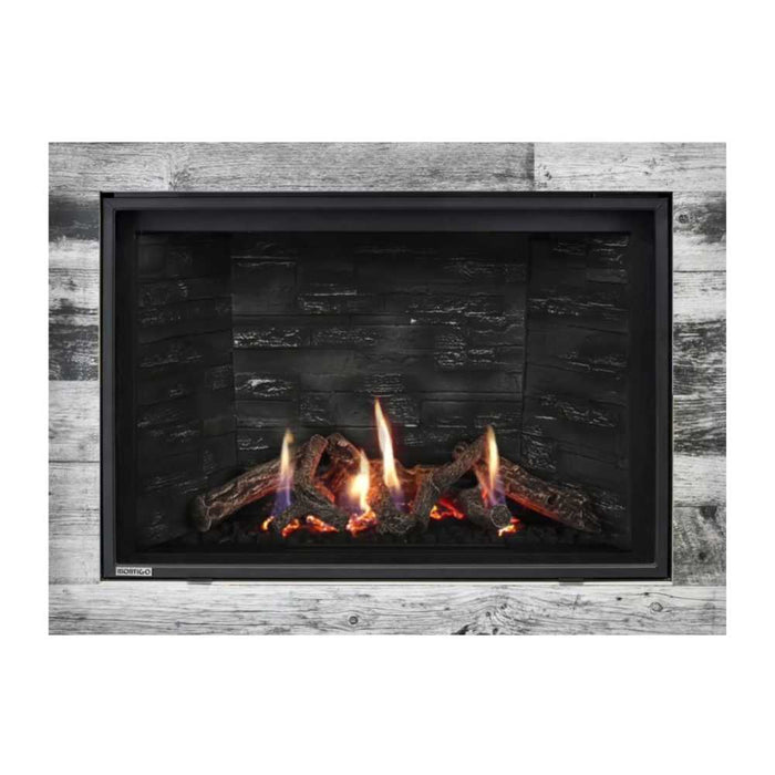 Montigo Delray Square DRSQ38-2 with Driftwood Log Set + Grey Ledgestone Liner