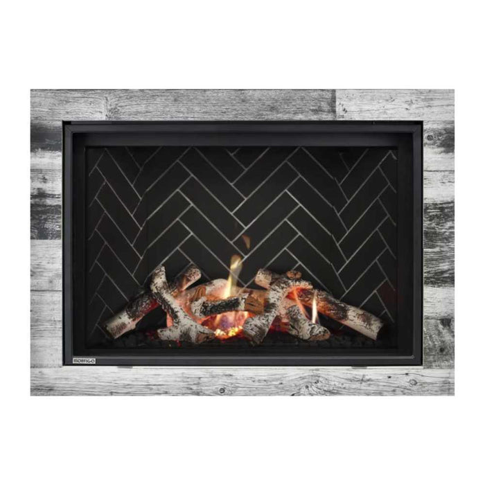Montigo Delray Square DRSQ38 with Birch Log Set + Grey Herringbone Liner