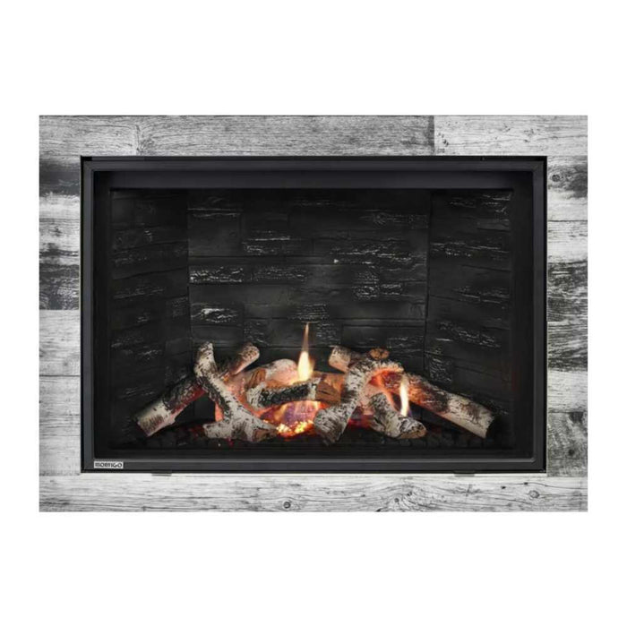 Montigo Delray Square DRSQ38 with Birch Log Set + Grey Ledgestone Liner