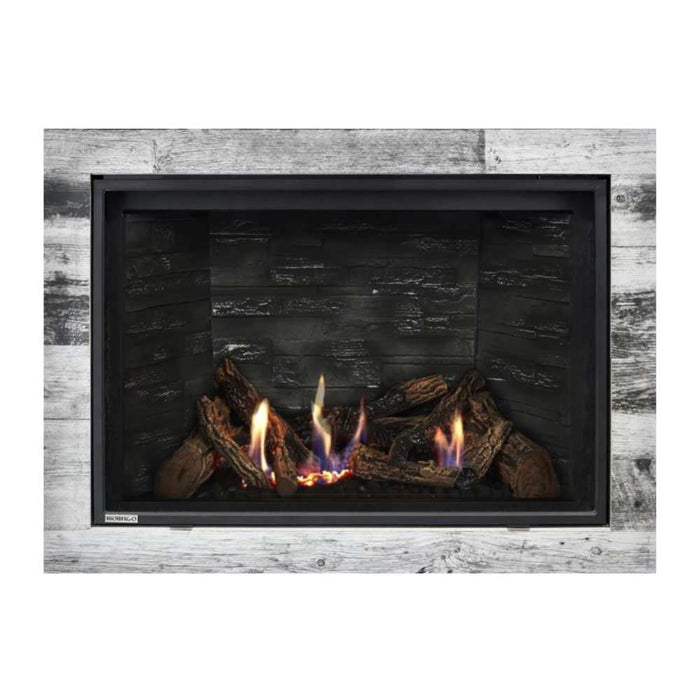 Montigo Delray Square DRSQ38 with Split Oak Log Set + Grey Ledgestone Liner