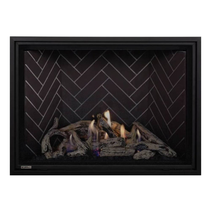 Montigo Delray Square DRSQ42-2 with Driftwood Log Set + Grey Herringbone Liner