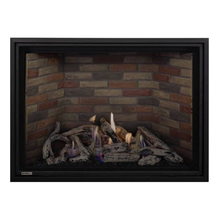 Montigo Delray Square DRSQ42-2 with Driftwood Log Set + Vintage Brown Brick Liner