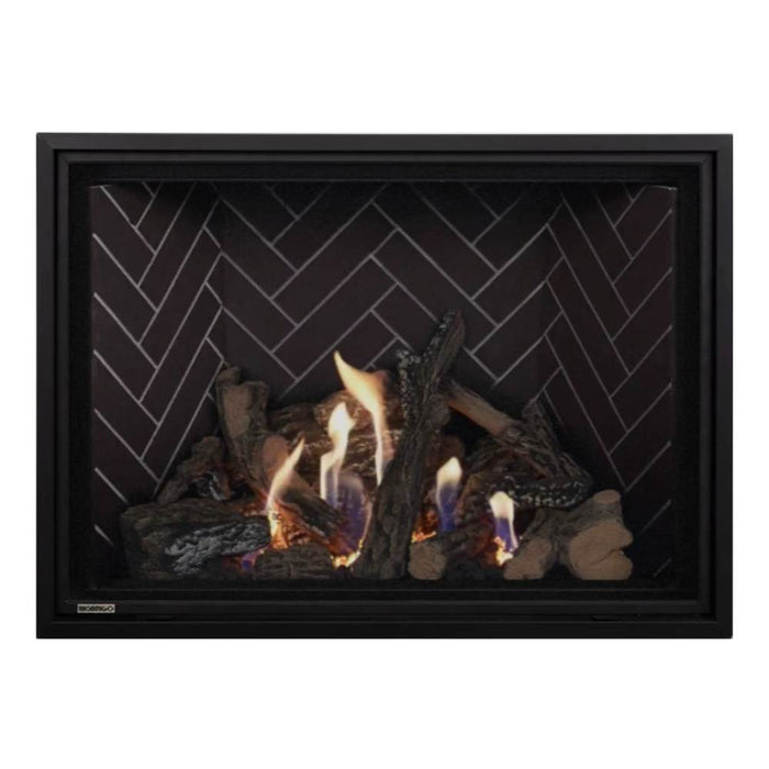 Montigo Delray Square DRSQ42-2 with Split Oak Log Set + Grey Herringbone Liner