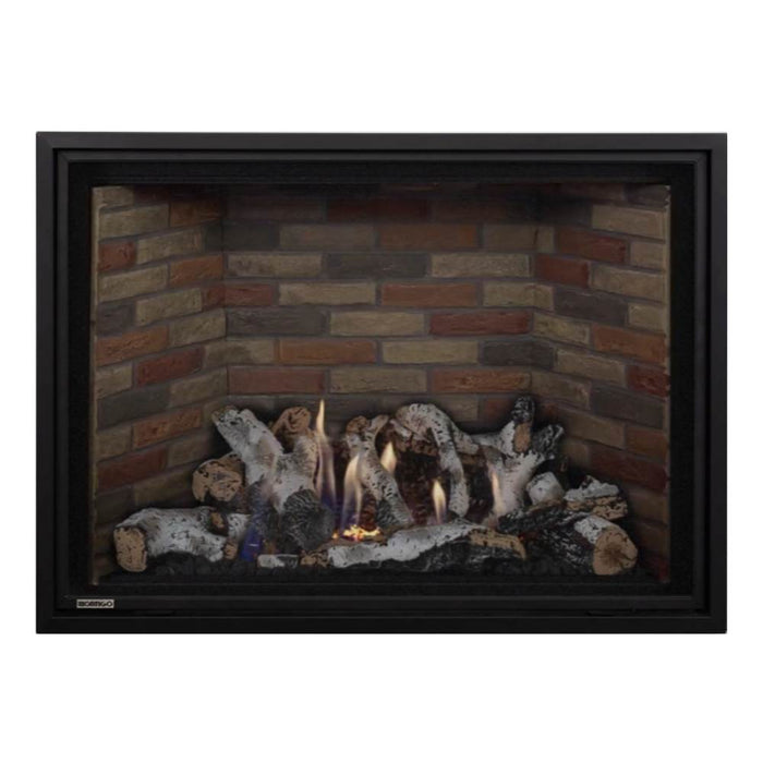 Montigo Delray Square DRSQ42 with Birch Log Set + Vintage Brown Brick Liner