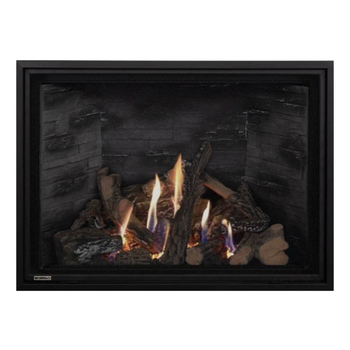Montigo Delray Square DRSQ42 with Split Oak Log Set + Grey Ledgestone Liner