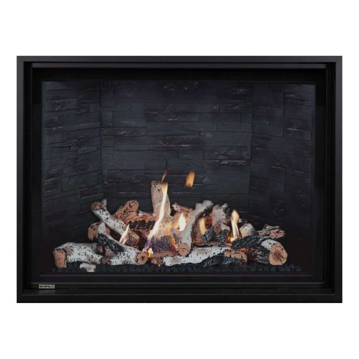 Montigo Delray Square DRSQ46-2 with Birch Log Set + Grey Ledgestone Liner
