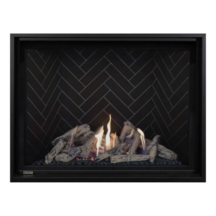 Montigo Delray Square DRSQ46-2 with Driftwood Log Set + Grey Herringbone Liner