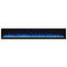 Napoleon Alluravision 100 Built-In Wall Mount Linear Electric Fireplace NEFL100CHD-1 with blue flames and clear glass embers on a white background