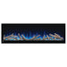 Napoleon Alluravision 50 Built-In Wall Mount Linear Electric Fireplace NEFL50CHD-1 blue flames driftwood log set with rocks on a white background