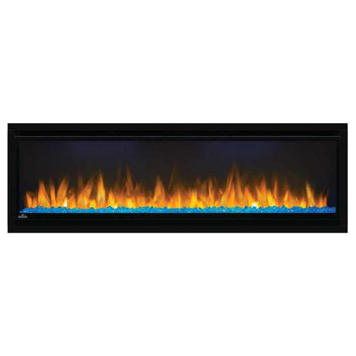 Napoleon Alluravision 50 Built-In Wall Mount Linear Electric Fireplace NEFL50CHD-1 blue glass embers on white background