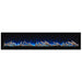 Napoleon Alluravision 74 Built-In Wall Mount Linear Electric Fireplace NEFL74CHD-1 blue flames with log set on white background