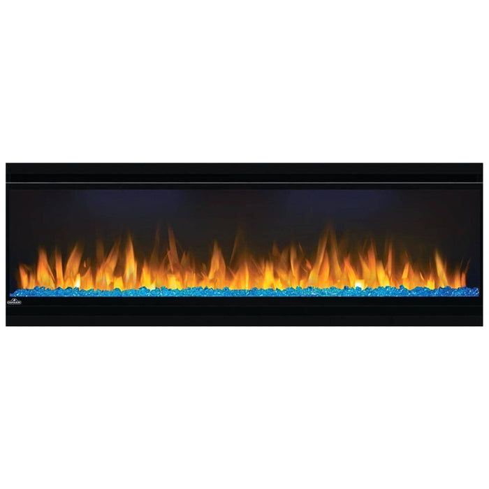 Napoleon Alluravision Slimline 50 Built-InWall Mount Linear Electric Fireplace in Personal Space Logset Ember Amber Flame