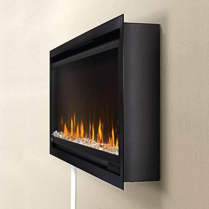 Napoleon Alluravision Slimline 60 Built-In or Wall Mount Linear Electric Fireplace detail orange wall mounted trim