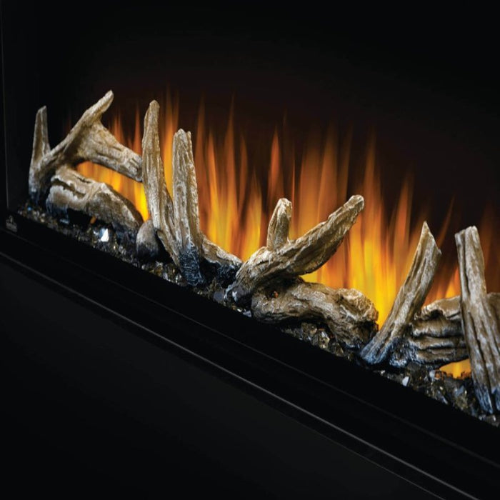 Napoleon Alluravision Slimline 74 Built-InWall Mount Linear Electric Fireplace Detail Logset Embers