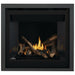 Napoleon Altitude 36 Direct Vent Fireplace with Charcoal Premium Finish Trim, Black Illusion Glass Panels and Split Oak Logs Set V1