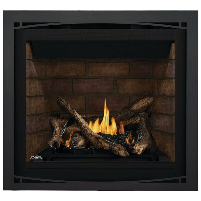 Napoleon Altitude 36 Direct Vent Fireplace with Charcoal Zen Front, Newport  and Split Oak Logs Set V1