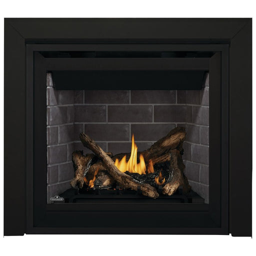 Napoleon Altitude 36 Direct Vent Fireplace with Westminster Grey Standard, Bevelled Trim - Black and Split Oak Logs Set V1