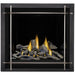 Napoleon Altitude X 36 Direct Vent Fireplace Black Illusion Glass Panels,  Denali Premium Satin Nickel and Driftwood Logs Set