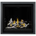 Napoleon Altitude X 36 Direct Vent Fireplace with Black Illusion Glass Panels, Charcoal Finish Trim and Birch Logs Set