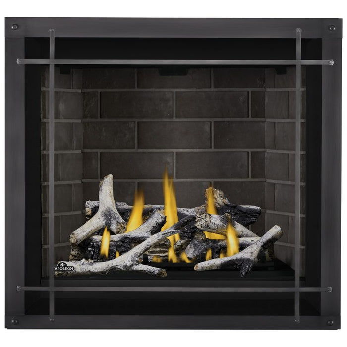 Napoleon Altitude X 36 Direct Vent Fireplace with Denali Premium Satin Nickel, Westminster Standard and Birch Logs Set
