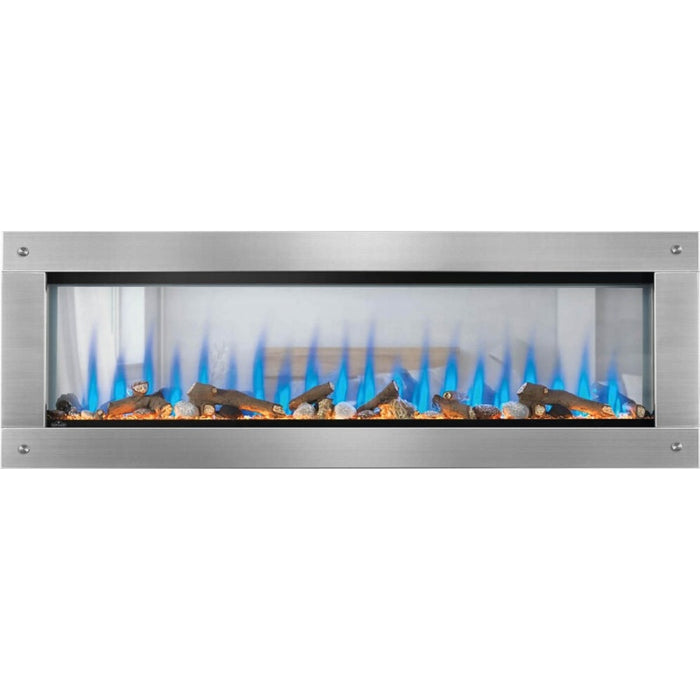 Napoleon CLEARion Elite 60 See-Thru Electric Fireplace Log-set Blue Flame Glass Stainless Steel Trim