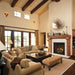 Napoleon Elevation X 42 Direct Vent Fireplace in Living Room with Finish Black Trim, Newport and Split Oak Log Set