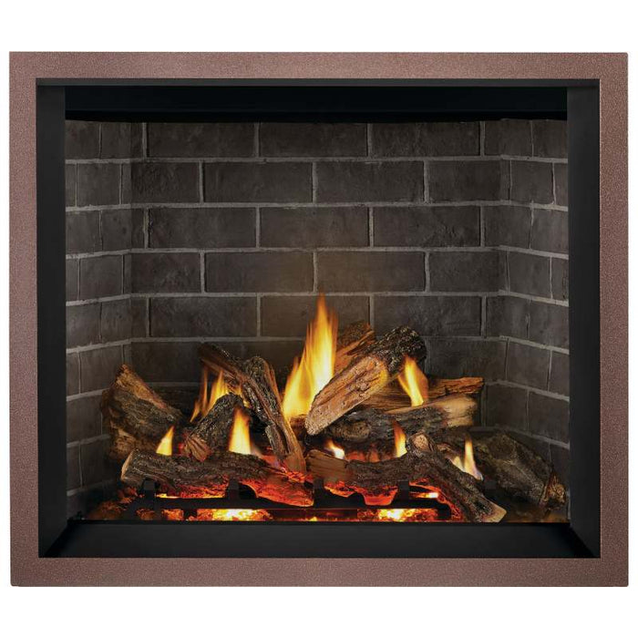 Napoleon Elevation X 42 Direct Vent Fireplace with Split Oak Log Set, Westminster Grey Standard, and Copper Finish Trim