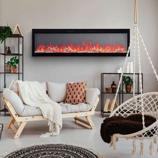 Napoleon Entice 72 Built-InWall Mount Linear Electric Fireplace Crystals Emberbed Dark Orange Flame Scarlet