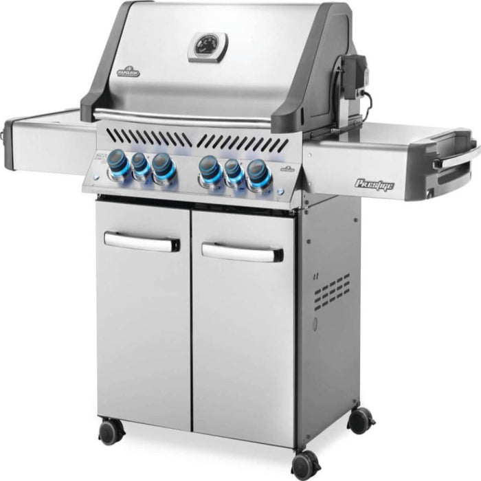 Napoleon Prestige 500 Gas Grill with Infrared Side and Rear Burners Silver Sideview