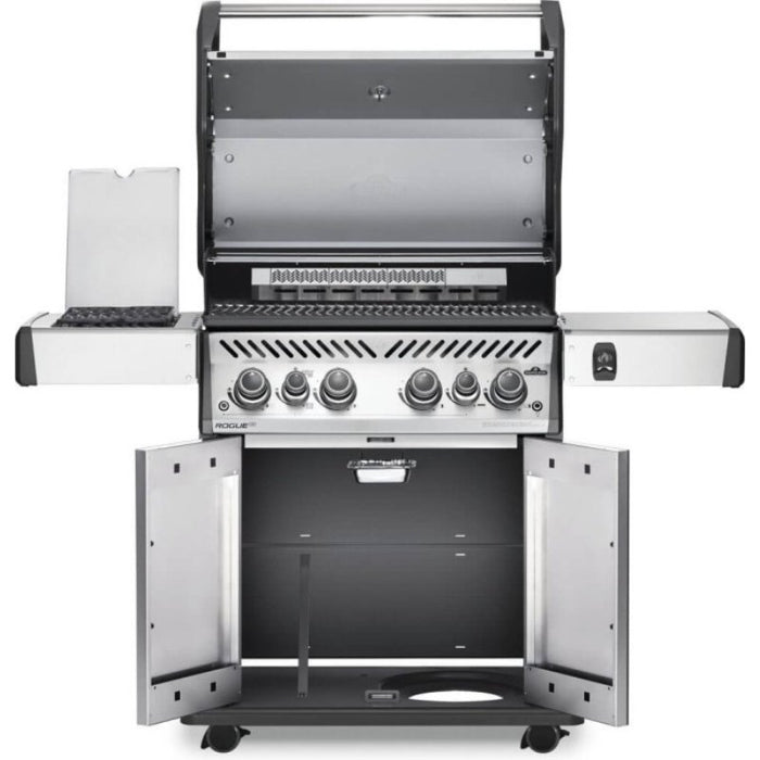 Napoleon Rogue SE 525  Gas Grill with Infrared Rear and Side Burners Outdoor Front Open Door Side Shelves Scaled