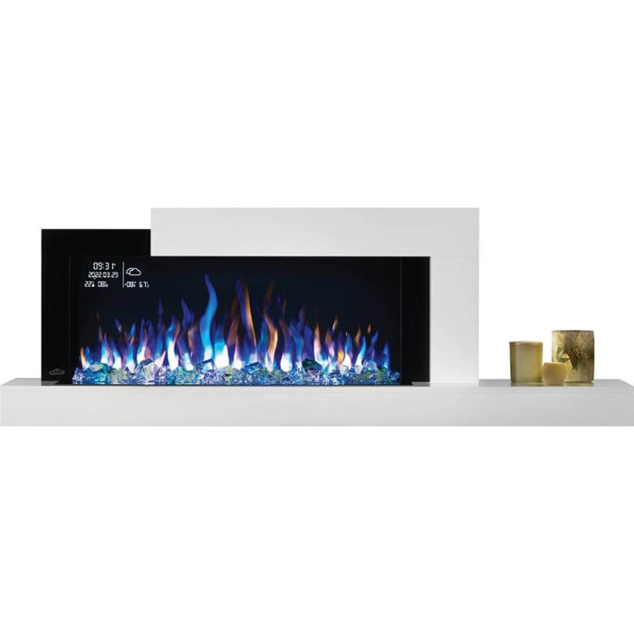 Napoleon Stylus Cara Elite 59 Wall Mount Electric Fireplace Straight Ember Blue Yellow Flame LED Green