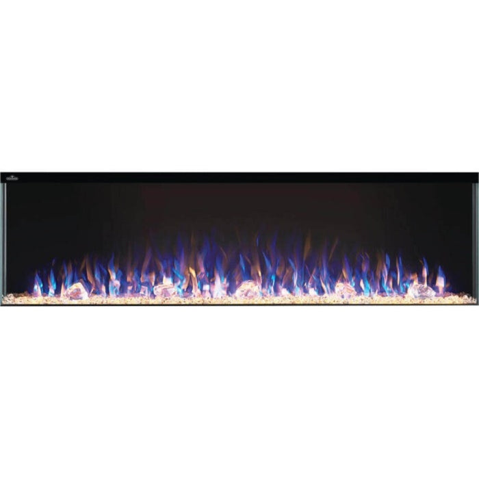 Napoleon Trivista Primis 60 3-Sided Built-in Electric Fireplace Glass Ember Bed Orange Flames Yellow Blue