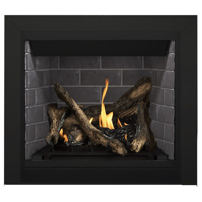 Napoleon Altitude 36" Direct Vent Fireplace with Westminster Grey - Standard Interior Panel and Black Beveled Trim