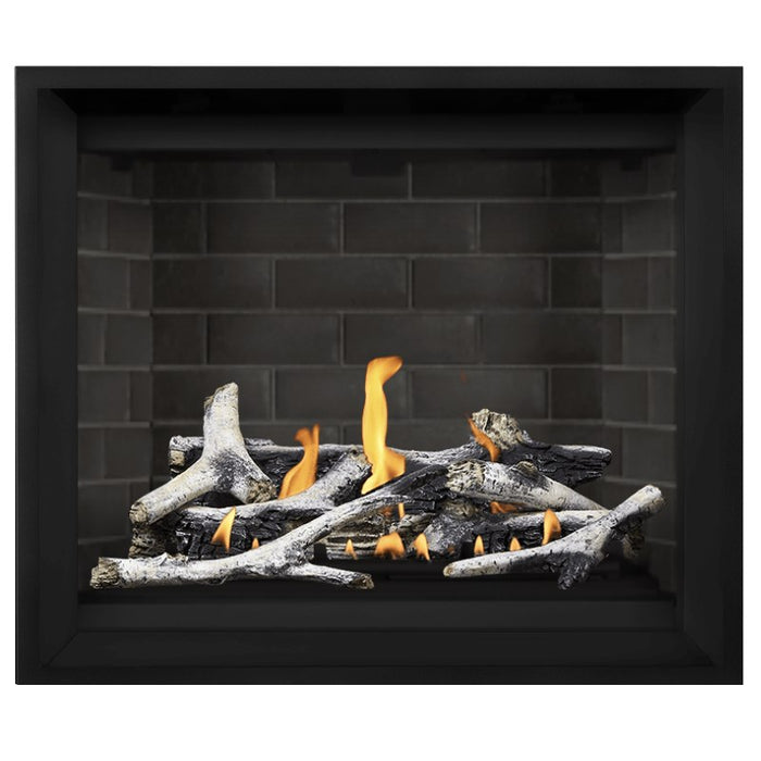 Napoleon Altitude X 42" Direct Vent Fireplace with Westminster Grey - Standard Interior Panels and Birch Log Set