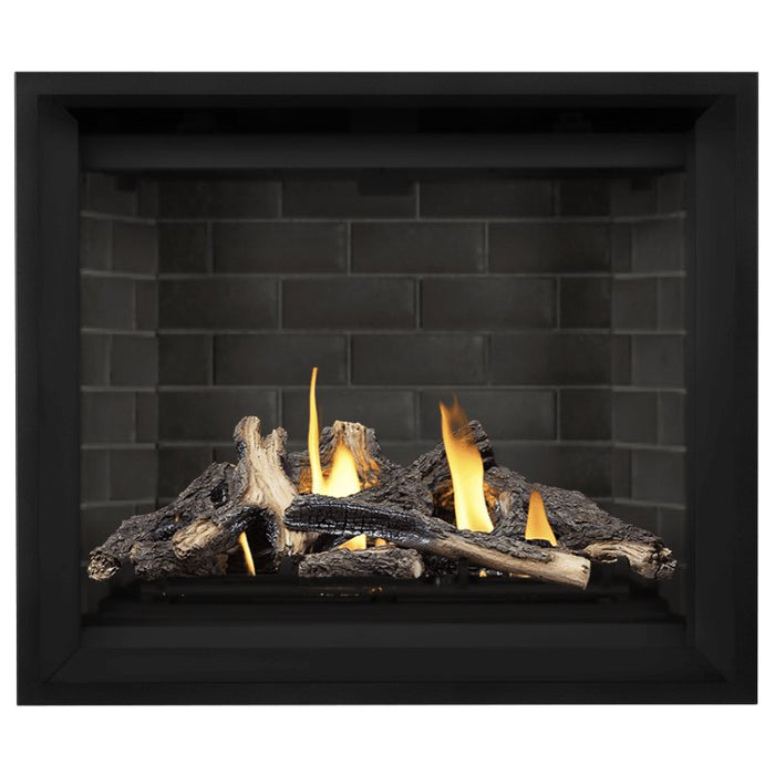 Napoleon Altitude X 42" Direct Vent Fireplace with Westminster Grey - Standard Interior Panels and Split Oak Log Set