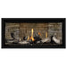 Napoleon Ascent Premium 42 Linear Direct Vent Gas Fireplace in Ledgestone Brick Panel with Beach Fire Logs