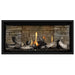 Napoleon Ascent Premium 42 Linear Direct Vent Gas Fireplace in Ledgestone Brick Panel with Beach Fire Logs