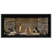 Napoleon Ascent Premium 42 Linear Direct Vent Gas Fireplace in Ledgestone Brick Panel with Driftwood Logs