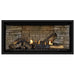 Napoleon Ascent Premium 42 Linear Direct Vent Gas Fireplace in Ledgestone Brick Panel with Split Oak Logs