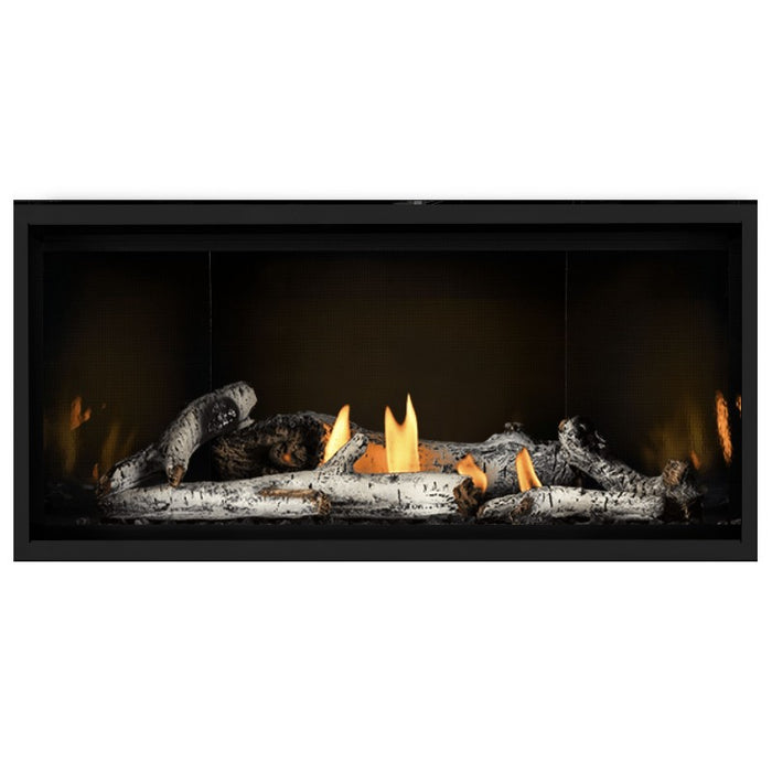 Napoleon Ascent Premium 42 Linear Direct Vent Gas Fireplace in MIRRO-FLAME Porcelain Reflective Panel with Birch Logs