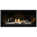 Napoleon Ascent Premium 42 Linear Direct Vent Gas Fireplace in  MIRRO-FLAME Porcelain Reflective Panel with Black Glass Embers and Birch Logs
