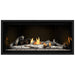Napoleon Ascent Premium 42 Linear Direct Vent Gas Fireplace in  MIRRO-FLAME Porcelain Reflective Panel with Clear Glass Embers and Birch Logs