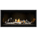 Napoleon Ascent Premium 42 Linear Direct Vent Gas Fireplace in  MIRRO-FLAME Porcelain Reflective Panel with Topaz Glass Embers and Birch Logs