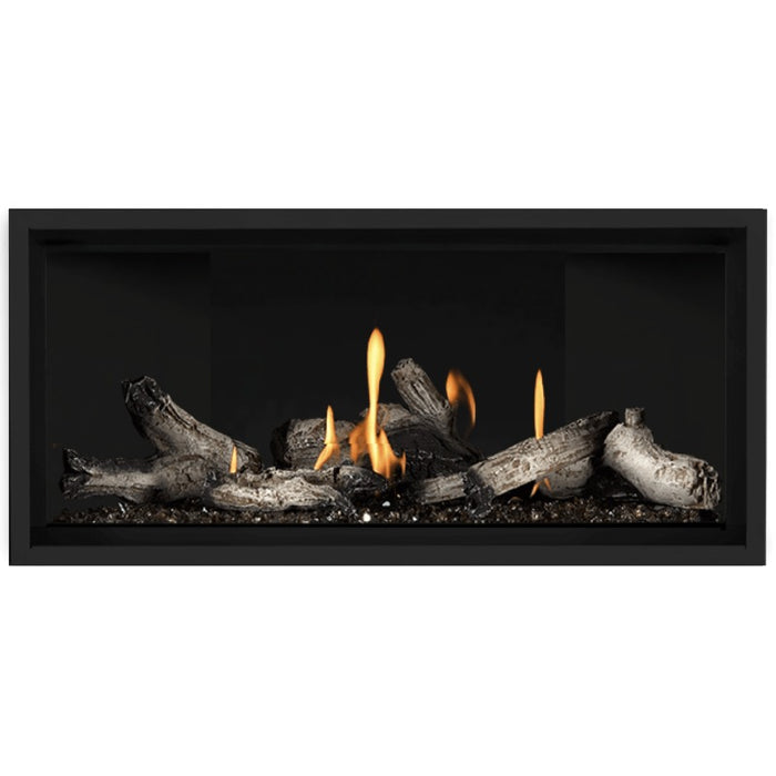 Napoleon Ascent Premium 42 Linear Direct Vent Gas Fireplace in Matte Black Panel with Beach Fire Logs
