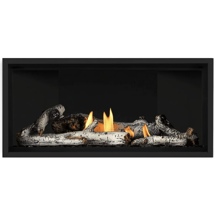 Napoleon Ascent Premium 42 Linear Direct Vent Gas Fireplace in Matte Black Panel with Birch Logs