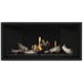 Napoleon Ascent Premium 42 Linear Direct Vent Gas Fireplace in Matte Black Panel with Black Glass Embers and Beach Fire Logs