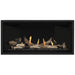 Napoleon Ascent Premium 42 Linear Direct Vent Gas Fireplace in Matte Black Panel with Black Glass Embers and Driftwood Logs
